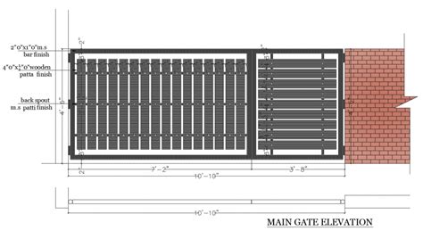 Main Gate Elevation Drawing Details With Brick Wall Dwg File Cadbull