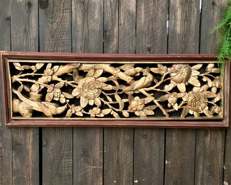 Large 38 Chinese Carved Wood Relief Panel Wall Hanging Etsy