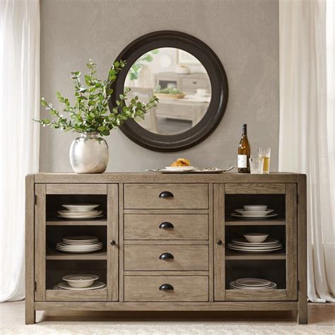 Smart dining room sets buffet hutch attracktive small round dining. Harbor Driftwood Grey Buffet Cabinet | Buffet cabinet ...