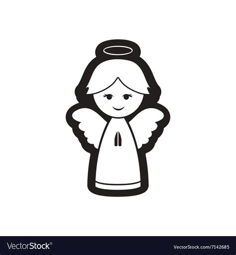 Flat Icon In Black And White Christmas Angel Vector Image