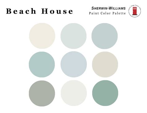 Beach House Sherwin Williams Paint Palette Coastal Paint Etsy Canada