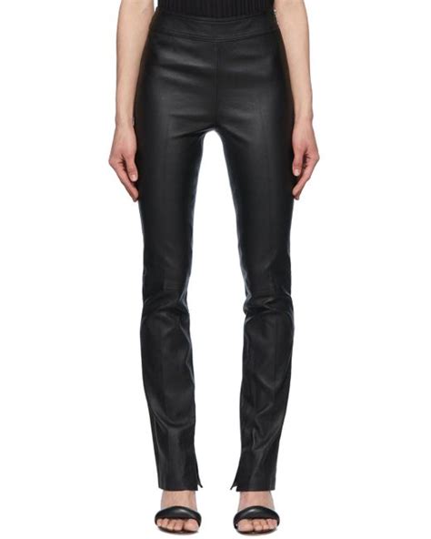 Helmut Lang Core Slit Leather Pants In Black Lyst Uk