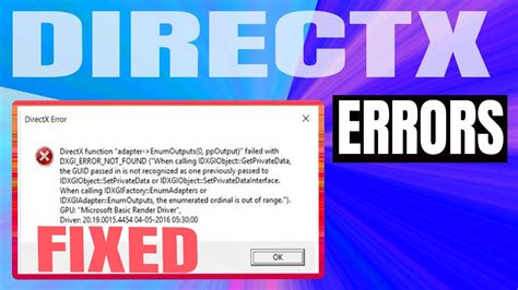 How To Fix Directx Error When You Run A Game Directx Encountered An