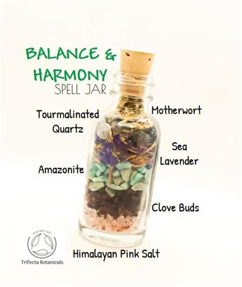 Balance And Harmony Spell Jar Of Crystals Herbs Salt Etsy Jar Spells