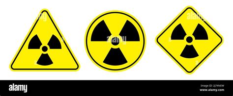 Radioactive Warning Signs Vector Set Triangle Circle And Rectangle