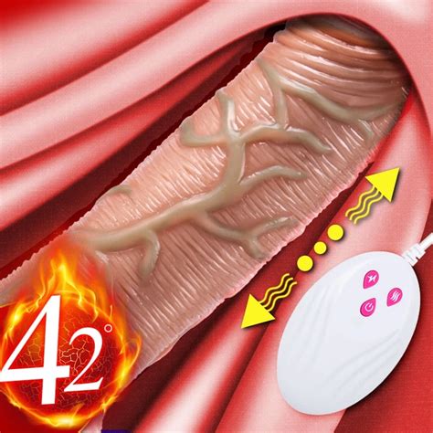 Telescopic Vibrating Thrusting Realistic Dildo Female Masturbation With Suction Cup Heating