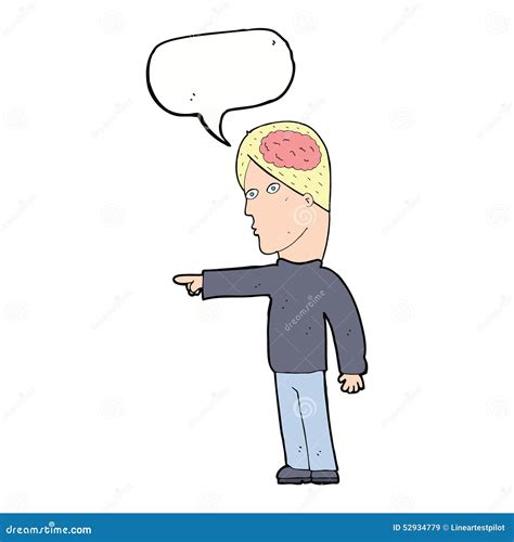 Cartoon Clever Man Pointing With Speech Bubble Stock Illustration
