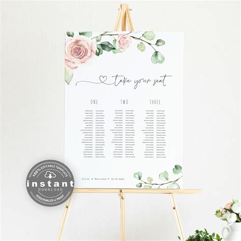Pink Wedding Seating Chart Banquet Long Table Seating Chart Etsy In