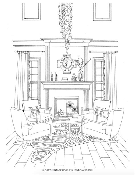 Free Adult Coloring Page Printable Interior Design Adult Coloring Page Interior Design