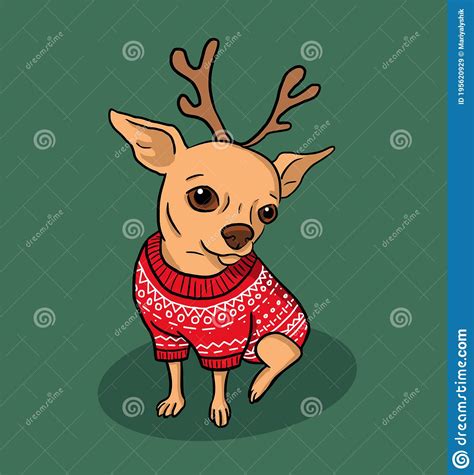 Christmas Chihuahua Dog Cartoon Illustration Dog In Sweater And