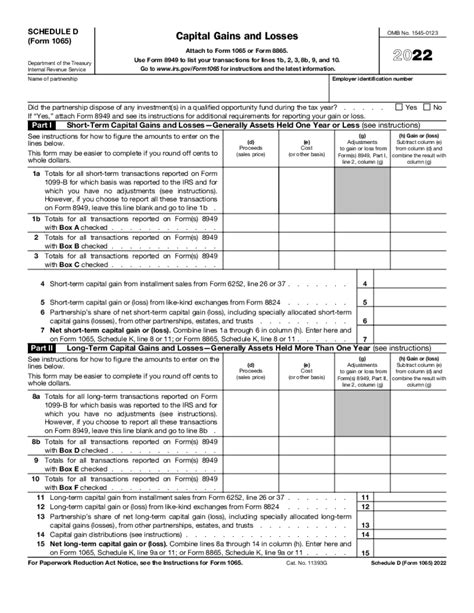2022 2023 Form 1065 Schedule D Instructions Fill Online Printable