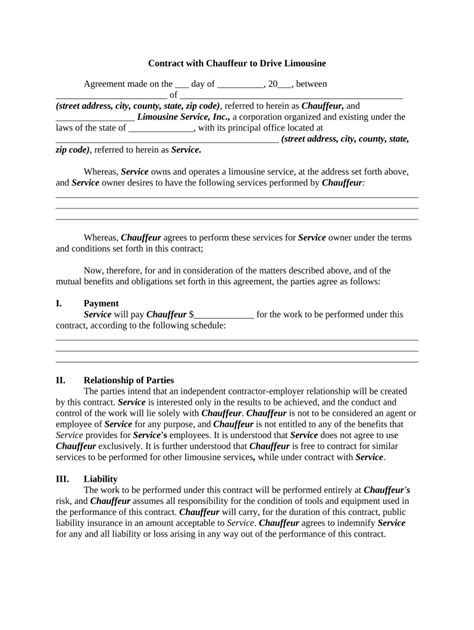 Contract Limousine Form Fill Out And Sign Printable Pdf Template