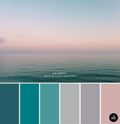 An Ocean Sunset Inspired Color Palette Turquoise Gray Pale Pink