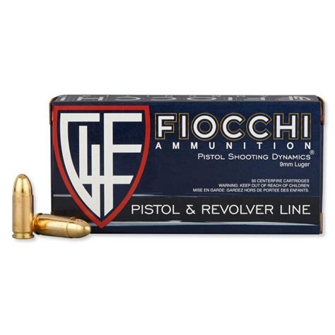 Bullseye North Fiocchi Ammunition 9mm Luger Fmj 124 Grains 50 Rounds