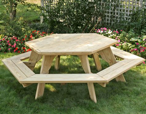 Picnic Table Picnic Table Plans Octagon Designs Pine Treated