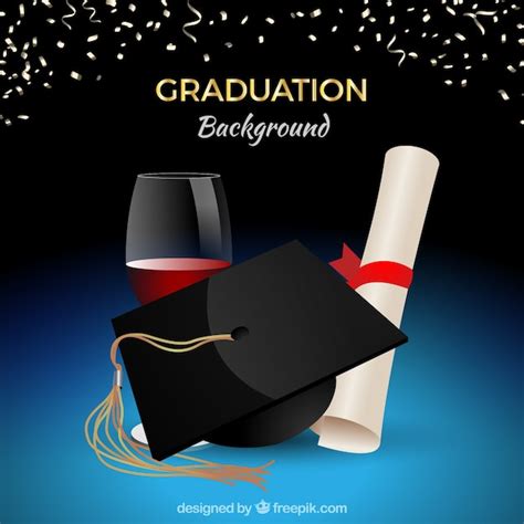 Fondo De Celebración De Graduación Con Birrete Y Diploma Vector Gratis