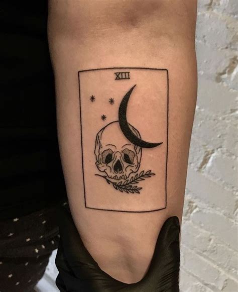 Skull of moon tattoo 10 face of the moon tattoo. Skull and moon tarot card tattoo - Tattoogrid.net