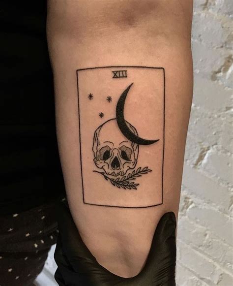 Each tattoo is as unique as the person wearing it, bearing that in mind there is not a standard price. Skull and moon tarot card tattoo - Tattoogrid.net