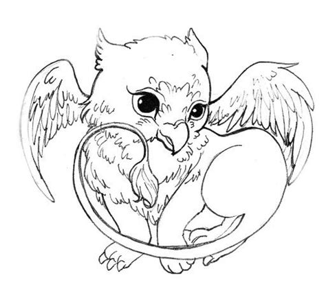 Baby Griffin Art Detailed Coloring Pages Dragon Coloring Page