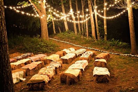 Hay bale seating & lighting | Outdoor night wedding ... Their elegant, but intimate wedding of only 25 guests made for a meaningful ceremony followed by a cozy reception with those closest to them.