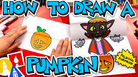 How To Draw A Pumpkin Vampire Kitten Folding Surprise Art For Kids