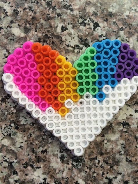 Perler Bead Rainbow Heart Made With Heart Shaped Peg Board How To