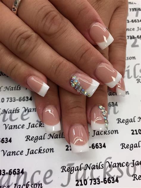 Rhinestone Nail Art French Manicure French Tip Nails Everyday Nails