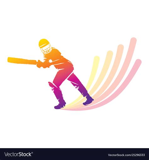 Cricket Player Hitting Big Shot Royalty Free Vector Image