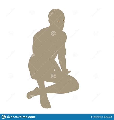Man Sitting on the Ground. Vector Silhouette Illustration Stock Vector ...