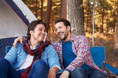 Male Gay Couple On Autumn Camping Trip Stock Image Colourbox