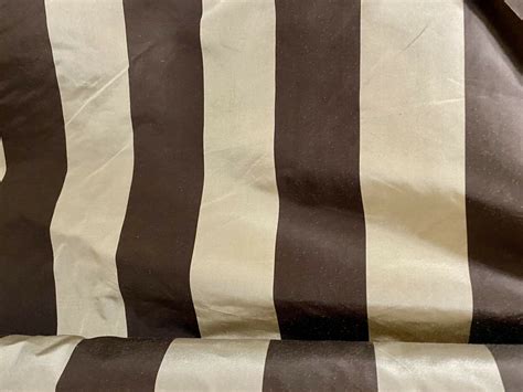 NEW 100% Silk Taffeta Brown & Cream Striped Fabric | www.fancystylesfabric.com