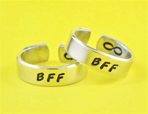 Bff Hand Stamped Aluminum Cuff Ring Set Of Best Friends Etsy