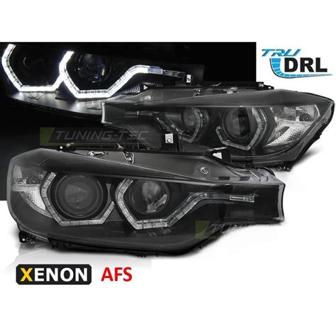 Phares Avant Angel Eyes LED Noir HID AFS DRL Pour BMW F30 F31 11 15