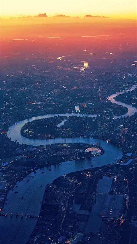 London Cityscape Sunset River Aerial View 4k Ultra Hd Mobile Wallpaper