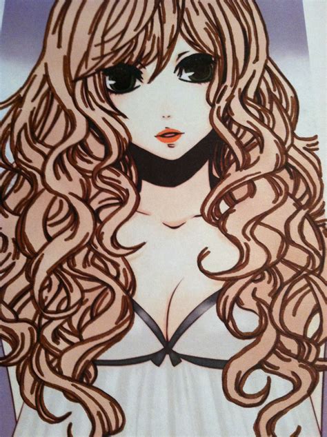 Anime Me With Blonde And Brown Curly Hair Hazel Eyes And Dark Lashes Yes I Made This Me
