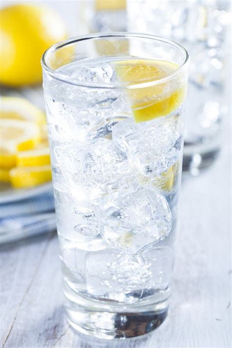 Refreshing Ice Cold Water With Lemon Stock Image Image 31036737