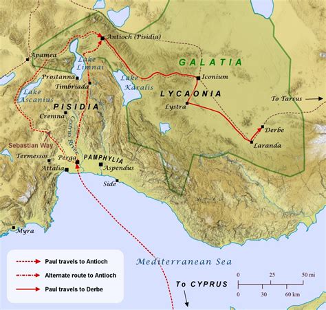 Pauls Travels In Southern Galatia Bible Mapper Atlas