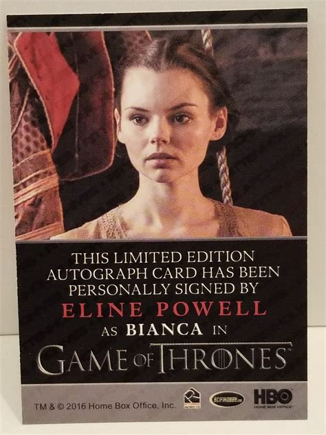 Game Of Thrones Valyrian Steel Autographed Eline Powell As Bianca
