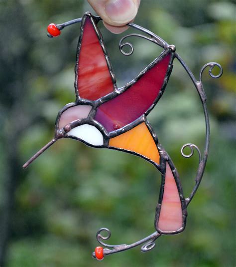 Hummingbird Stained Glass Window Hangings Suncatcher Bird Etsy