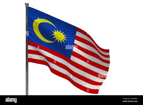Malaysia Flag On Pole Metal Flagpole National Flag Of Malaysia 3d