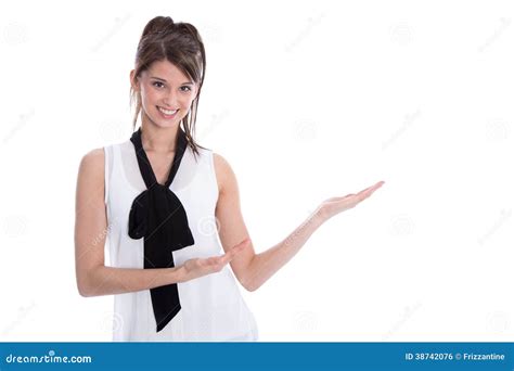Isolated Elegant Woman Presenting With Hands Stock Photo Image Of