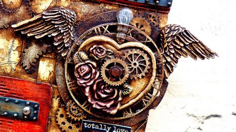 Mixed Media Steampunk Collage Step By Step For Stamperia Hop Youtube