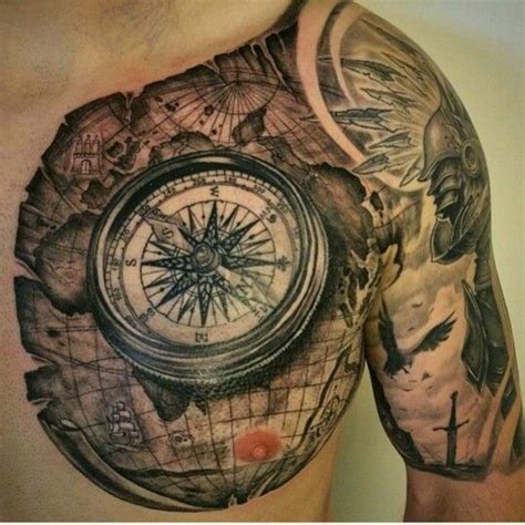 Detailed Compass Pirate Tattoo Pirate Ship Tattoos Men Tattoos Arm