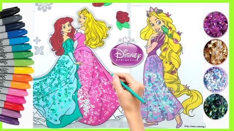 Blog mewarnai | kamis, 22 oktober 2015. Mewarnai Princess Disney Rapunzel Aurora Ariel Putri Duyung Coloring Pages Animation - YouTube