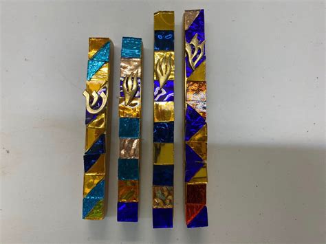 Sparkling Mosaic Mezuzahs Blue Mezuzah Gold Mezuzah Etsy