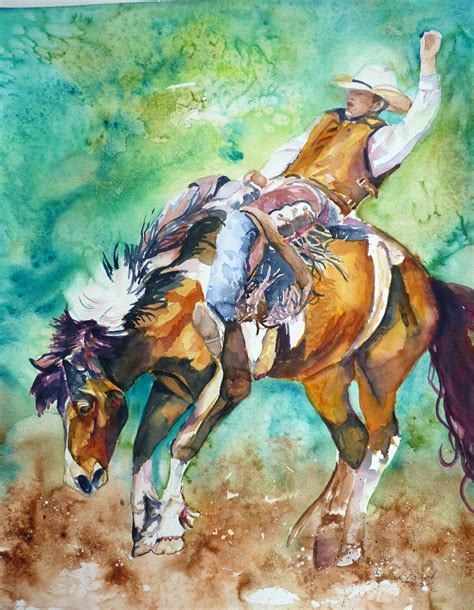 Large Original Watercolor Painting By Maure Bausch Western Paintings