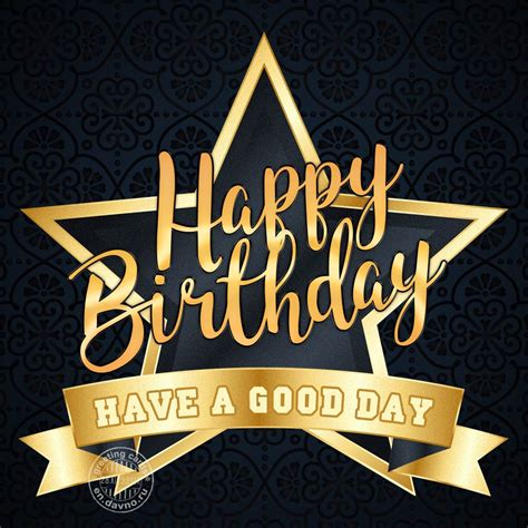 Golden Star Happy Birthday Card Download On Davno