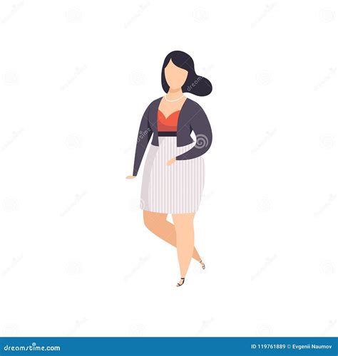brunette curvy overweight girl beautiful plus size fashion woman body positive vector