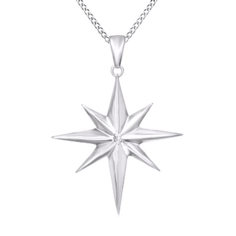 Jewel Zone Us Natural Diamond Accent North Star Pendant Necklace In