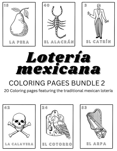 Mexican Lotería Coloring Pages Etsy Uk